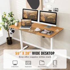 Costway Electric Height Adjustable Standing Desk, Sit To Stand Computer Workstation Home Office Desk -Costway GUEST 0cfa67a7 594e 4b2b b52e 26996392400a