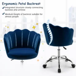 Costway Velvet Petal Shell Office Chair Adjustable Swivel Accent Vanity Armchair YellowBlueGreyPink -Costway GUEST 0d008065 2e9c 4a42 993a 13a744addd17