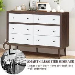 Costway 6 Drawer Dresser Wood Chest Of Drawers Storage Freestanding Cabinet Organizer -Costway GUEST 0d05dbbe 690a 4913 a84e 834f851df273