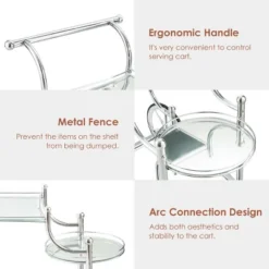 Costway Kitchen Cart Tea Cart Glass Shelves & Metal Frame With Wheels -Costway GUEST 0d31222a b6dd 4ac5 8a94 9a0a89f48f92
