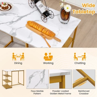 Costway 3PCS Bar Table Set Kitchen Counter Height Table 2 Stools Space Saving With Storage 8 Costway 3PCS Bar Table Set Kitchen Counter Height Table 2 Stools Space Saving With Storage - Image 6