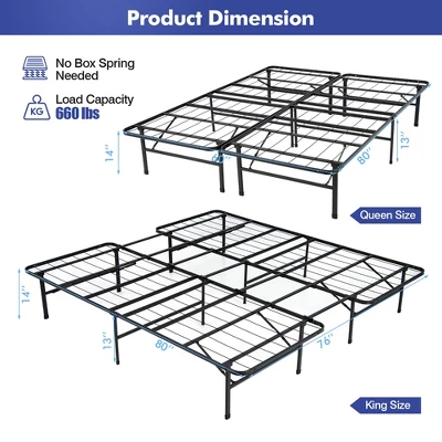 Costway Folding Metal Platform Bed Frame 13 Inch Mattress Foundation 660 LBS 5 Costway Folding Metal Platform Bed Frame 13 Inch Mattress Foundation 660 LBS - Image 3
