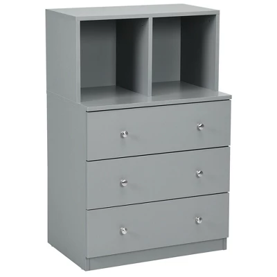 Costway 3 Drawer Dresser W/ Cubbies Storage Chest For Bedroom Living Room White/Black/Grey 13 Costway 3 Drawer Dresser W/ Cubbies Storage Chest For Bedroom Living Room White/Black/Grey - Image 11