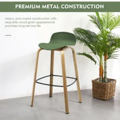 Costway Modern Set Of 4 Barstools 30inch Pub Chairs W/Low Back & Metal Legs Green 16 Costway Modern Set Of 4 Barstools 30inch Pub Chairs W/Low Back & Metal Legs Green -Costway GUEST 0d90d9be 4184 4ea1 ad9c 8cb99b4be169