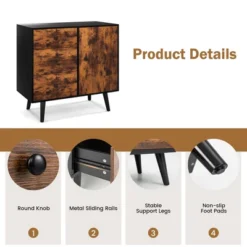 Costway Mid-Century Rustic Storage Cabinet Multipurpose Wood Shelf Organizer With 3 Drawers 18 Costway Mid-Century Rustic Storage Cabinet Multipurpose Wood Shelf Organizer With 3 Drawers -Costway GUEST 0dbfb74a 3376 49a7 8f9d 673b40969366