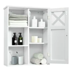Costway Wall-Mounted Cabinet Bathroom Storage 2-Tier Shelf Multipurpose Organizer White -Costway GUEST 0dddd666 c657 4e8a 84a1 d0884caa3974