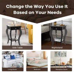 Costway 2PCS End Table Accent Side Table Nightstand W/ Drawer & Bottom Shelf 20 Costway 2PCS End Table Accent Side Table Nightstand W/ Drawer & Bottom Shelf -Costway GUEST 0ddecea8 bbe5 4f78 b520 7e86e7a9f728