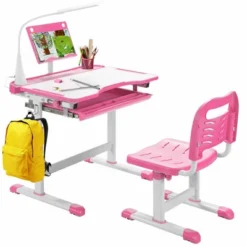 Costway Height Adjustable Kids Study Table And Chair Set W/Bookstand & Light Pink/Light Blue -Costway GUEST 0dfd01e3 2ccd 4d1a 9b15 86da777734ed
