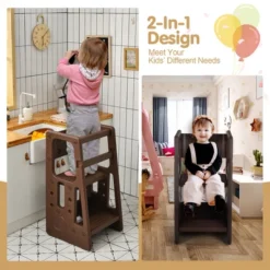 Costway Kids Kitchen Step Stool With Double Safety Rails Toddler Learning Stool PinkBrownGreenGray -Costway GUEST 0e48bd62 8970 493c 9708 3aa3d23ce5c0