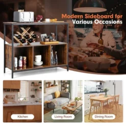 Costway Buffet Sideboard Kitchen Storage Cabinet Open Shelf W/ 3 Compartments BlackRustic -Costway GUEST 0e4beb62 a378 4188 9fe1 54a864d82a84