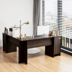 Costway L-Shaped Corner Computer Desk Writing Table Study Workstation Drawers BlackBrown -Costway GUEST 0e5a14a7 991c 4518 8ccf e9927b7cde88