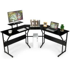 Costway 88.5'' L Shaped Reversible Computer Desk 2 Person Long Table Monitor Stand -Costway GUEST 0e621daa ca95 449d 8ccb 92665ab518fa