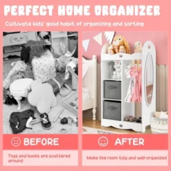 Costway Kids Dress Up Storage Hanging Armoire Dresser Costume Closet W/Mirror & Toy Bins -Costway GUEST 0f18626b 76f2 4ee9 a2c5 9d636424160a