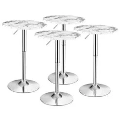 Costway 4PCS Round Bistro Bar Table Height Adjustable 360-degree Swivel WhiteBlack -Costway GUEST 0f4d9c23 ee49 4c65 80fd 00c2762f702b