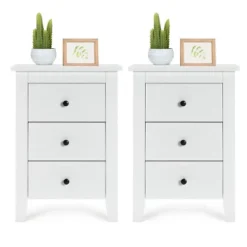 2PCS Nightstand End Beside Table Drawers Modern Storage Bedroom Furniture White -Costway GUEST 0f754096 463c 453f 94a4 05e2c2bb5db1