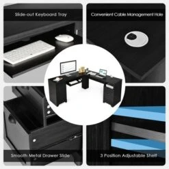 Costway L-Shaped Corner Computer Desk Writing Table Study Workstation W/ Drawers Storage Black 18 Costway L-Shaped Corner Computer Desk Writing Table Study Workstation W/ Drawers Storage Black -Costway GUEST 0f90eb39 8291 4283 847c 3750ad53bf88