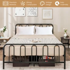 Costway Stylish Queen Size Metal Bed Frame Platform Bed Base W/ Headboard & Footboard 17 Costway Stylish Queen Size Metal Bed Frame Platform Bed Base W/ Headboard & Footboard -Costway GUEST 0f92c3ae ddee 4f94 bc68 372a957278a3