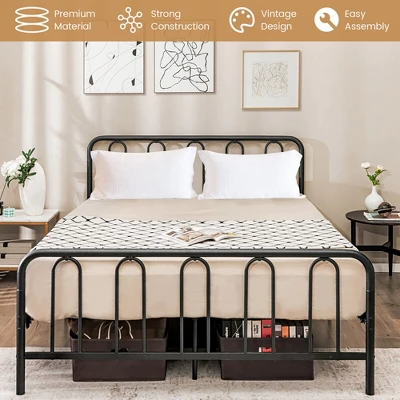 Costway Stylish Queen Size Metal Bed Frame Platform Bed Base W/ Headboard & Footboard 10 Costway Stylish Queen Size Metal Bed Frame Platform Bed Base W/ Headboard & Footboard - Image 8