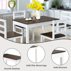Costway 5pcs Dining Set Solid Wood Compact Kitchen Table & 4 Chairs Modern -Costway GUEST 10053f89 a428 4c80 8589 6656db0aa6e1