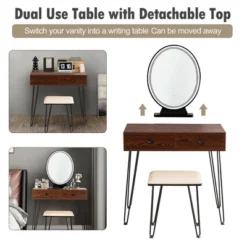 Costway Vanity Makeup Dressing Table W/ 3 Lighting Modes Mirror Touch Switch RusticCoffee -Costway GUEST 1011b8cb 3d80 4bb0 9ce8 7a9270bb9ee1