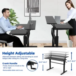 Costway Standing Desk Crank Adjustable Sit To Stand Workstation With Monitor Shelf BrownBlack -Costway GUEST 1027cb68 c939 48d3 a2aa 1b43e70089e7