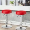 Costway 1 PC Round Bar Stool Adjustable Swivel Pub Chair U Leather With Footrest White Black Red -Costway GUEST 102b3819 f4ef 4712 a7aa c95363c6a683