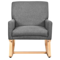 Costway Mid Century Rocking Chair Upholstered Armchair W/ Lumbar Support BeigeGray -Costway GUEST 10c5771f 5006 4023 bd77 aceccb591dfe