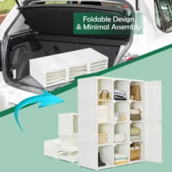 Costway Portable Closet Clothes Foldable Armoire Wardrobe Closet W/ 12 Cubby Storage -Costway GUEST 10ed1b8b d08b 4a7f a454 d6904ef40a77