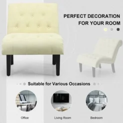 Costway Set Of 2 Armless Accent Chair Upholstered Tufted Lounge Chair -Costway GUEST 110ac6e7 212b 447c b110 04231d6c96ad