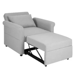 Costway Convertible Sofa Bed 3-in-1 Pull-out Sofa Chair Adjustable Reclining Chair Grey -Costway GUEST 112da678 490c 4750 83e4 c84241c640ce