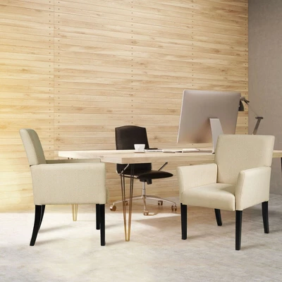 Costway Set Of 2 Arm Chair Guest Chair Home Office W/ Wooden Legs 5 Costway Set Of 2 Arm Chair Guest Chair Home Office W/ Wooden Legs - Image 3