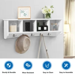 Costway Hanging Entryway Shelf Coat Rack Wall Mounted Storage Cabinets -Costway GUEST 113aac24 b8e7 4a6c 95c9 ad150acbab30