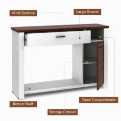 Costway 48'' Console Sofa Table With Drawer Height Adjust Cabinet Entryway Furniture -Costway GUEST 117afe70 a09c 4252 a796 9ddea02abc3f