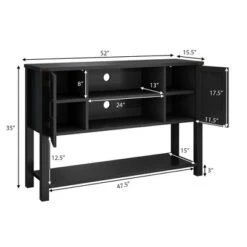 Costway Barn Door TV Stand Console Sideboard Buffet For TVs Up To 60'' W/Storage Cabinets