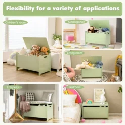 Costway Kids Toy Box W/Safety Hinge Wood Storage Chest Flip-Top Storage Organizer Green -Costway GUEST 1203acfd 3fae 4c5f 9e4a aa65837da66c