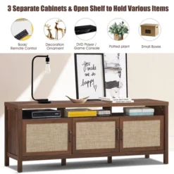 Costway TV Stand Entertainment Media Center For TV's Up To 65'' W/ Rattan Doors -Costway GUEST 120a9d84 944d 47f7 864b 85931aa7aafd