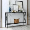 Costway 2 Tier Console Table Narrow Accent Side Entryway Table Metal Frame Black -Costway GUEST 123e6a2b bd98 4315 91d6 6324daa4d6bc