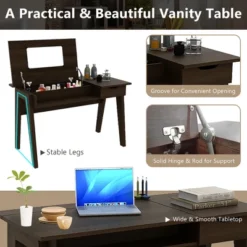Costway Vanity Table With Flip Mirror Writing Computer Desk Storage Drawer Walnut -Costway GUEST 12679223 8284 404d bc24 6d038deeeb91