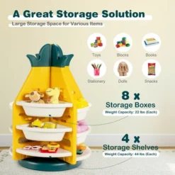 Costway Kids Toy Storage Organizer 360° Revolving Pineapple Shelf W/Plastic Bins -Costway GUEST 12bb8906 9646 4b79 86dd 2b786e8ac3e0