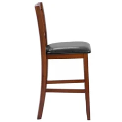 Costway Set Of 2 Bar Stools 25'' Counter Height Chairs W/ PU Leather Seat Walnut -Costway GUEST 131d41f9 29f7 4a06 8e9f 5ca48bfdadc3