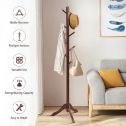 Costway Wooden Coat Rack Stand Entryway Hall Tree 2 Adjustable Height W/ 8 Hooks GrayBrown 21 Costway Wooden Coat Rack Stand Entryway Hall Tree 2 Adjustable Height W/ 8 Hooks GrayBrown -Costway GUEST 1325f5c1 0a2a 4b49 bec5 742feaa3a17a