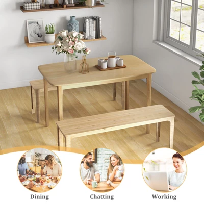 Costway 48'' Wooden Dining Table Rectangular Farmhouse Kitchen With Solid Rubber Wood Legs 6 Costway 48'' Wooden Dining Table Rectangular Farmhouse Kitchen With Solid Rubber Wood Legs - Image 4