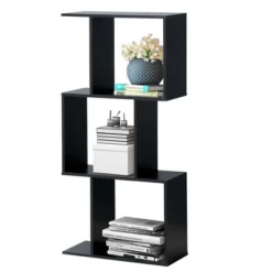 Costway 3-tier S-Shaped Bookcase Free Standing Storage Rack Wooden Display Decor Black 15 Costway 3-tier S-Shaped Bookcase Free Standing Storage Rack Wooden Display Decor Black -Costway GUEST 135b48b0 4ab1 4f58 89dd b62a6000c1ae