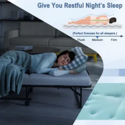 Costway Heavy Duty Foldable Bed Metal Guest Bed Daybed W/ 4 Inch Mattress Memory Foam -Costway GUEST 1373c75d 59d5 4956 8903 2bf90664745e