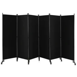 Costway 6-Panel Folding Room Divider 6FT Rolling Privacy Screen With Lockable Wheels Black/Brown/Grey/White -Costway GUEST 13a9d4eb da14 48d3 9e93 a7301b32734a