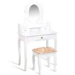 Costway Vanity Table Jewelry Makeup Desk Bench Dresser Stool White -Costway GUEST 13b262b4 298b 46b9 996d dfd616645c1a
