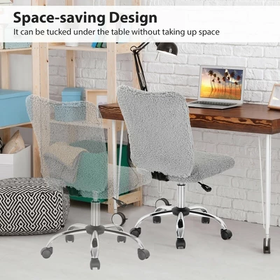 Costway Armless Faux Fur Leisure Office Chair Adjustable Swivel Task Chair 8 Costway Armless Faux Fur Leisure Office Chair Adjustable Swivel Task Chair - Image 6