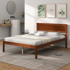 Costway Full/Queen/Twin Size Wooden Platform Bed Frame With Headboard Mattress Foundation Walnut -Costway GUEST 13e931ca 8284 499d a9a0 564a1ab70d5f