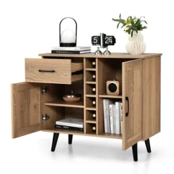 Costway 2-Door Wine Bar Cabinet Kitchen Sideboard Buffet With Drawer & Adjustable Shelves -Costway GUEST 13fcdae4 d0db 4ebd 912a 4a7dfb83940c