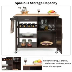 Costway 4-Tier Wood Kitchen Island Trolley Cart Storage Cabinet Brown -Costway GUEST 1402f438 7b05 497c 9f00 143bbcd38f4a